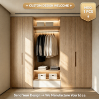 Armoire intégrée moderne sur mesure en MDF avec éclairage LED, système de rangement modulaire pour chambre à coucher, OEM pour usage hôtelier