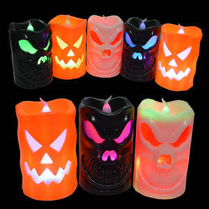 Velas Led parpadeantes de <span class=keywords><strong>calabaza</strong></span>, luces de plástico para Halloween, decoración para fiesta de Halloween, velas baratas - Product Image 2