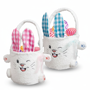 <b>Easter</b> Bunny Plush Basket Candy Egg Holder Soft Rabbit Gift <b>Bag</b> Spring Holiday Kids Treat Container Wholesale - Product Image 1