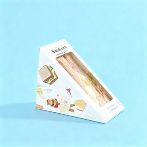 Caja de papel de pícnic triangular personalizada al por mayor, caja de embalaje de comida, panadería, pastel, caja de sándwich biodegradable para llevar con ventana - Product Image 5
