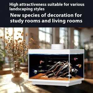 Aquarium de bureau tout-en-un 5W Aquarium intelligent en verre avec filtre compatible Bluetooth Rectangle écologique Paysage Ensemble complet - Product Image 2