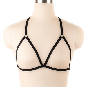 Harnais de corps gothique sexy pour <span class=keywords><strong>femme</strong></span> avec <span class=keywords><strong>porte</strong></span>-jarretelles, bretelles étoile pentagramme et épée, en <span class=keywords><strong>satin</strong></span> ajouré, lingerie érotique écologique, soutien-gorge cage - Product Image 1