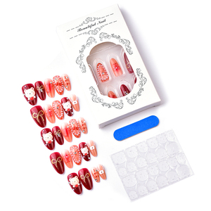 Faux ongles ABS amovibles à motifs de tuyaux d'eau, longs, style européen et américain, pour manucure de Noël - Product Image 4