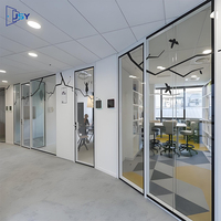 Modular Office Divider Glass Wall Partition for Conference Room Aluminum Frame Soundproof Detachable Room Divider Interior