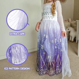 Nuevo verano <span class=keywords><strong>Frozen</strong></span> Elsa princesa <span class=keywords><strong>vestido</strong></span> para niñas niños cuello redondo ropa luminosa con luz LED regalo de Halloween - Product Image 3