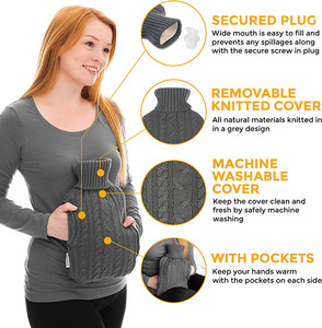 <span class=keywords><strong>Bouillotte</strong></span> 2L avec chauffe-mains en polaire Chauffe-corps en PVC réutilisable pour soulager la douleur - Product Image 4