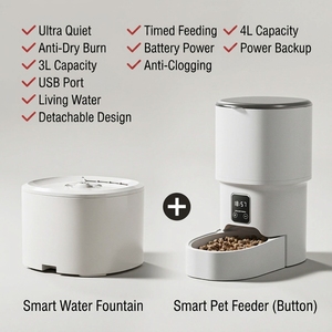 <b>Smart</b> Automatic Pet Feeder 4L With App Control For Cats Indoor Modern Design White Color - Product Image 5