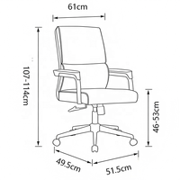 Chaise de bureau de direction pivotante ergonomique moderne en cuir PU noir de luxe à dossier mi-haut, robuste, pour le bureau à domicile et le gaming