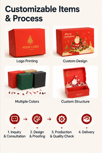 Caja de Regalo Navideña Roja Personalizada, Cartón Reciclable con Diseño de Santa Claus, Interior Liso para Regalos, Caja de Regalo de Navidad - Product Image 4