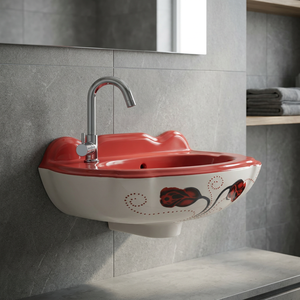Blue Printed Kitchen Wash Basin European Simple Modern Design Countertop Ceramic Art Sink Glossy Handmade Rectangular For Hotels - Product Image 3
