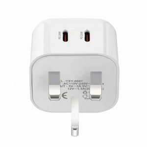 UK <b>Plug</b> 40w Fast Charging PD <b>Type</b> <b>c</b> <b>Adapter</b> 3pin Socket Dual Usb <b>C</b> Wall Charger Power <b>Adapter</b> with Retail Box - Product Image 3