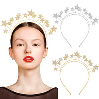 2024 nouvelle mode mariée femmes fête d'anniversaire bandeau alliage strass Double étoile forme cheveux cerceau cheveux accessoires