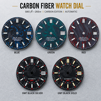 Cadran de montre en fibre de carbone sur mesure, impression lumineuse bleue et verte OEM, logo personnalisé, MOQ 50 pièces, usine de montres, poids léger