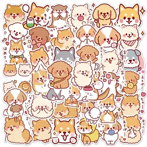 50 개 귀여운 만화 사랑스러운 푹신한 개 강아지 낙서 낙서 스티커 여자 홈 장식 비닐 스티커