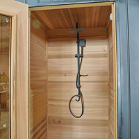 Kabin Sauna Inframerah Red Cedar dengan Pintu Kaca Penuh, Kombinasi Shower Anti Air Triunity, Kontrol Sentuh LED untuk Kesehatan di Rumah