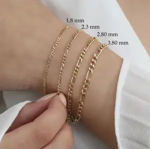 Inspireren Sieraden Sieraden Sieraden Armband Handgemaakt In 14K Goud Figaro Ketting Armband Schakel Ketting Armband Voor Mannen En Vrouwen