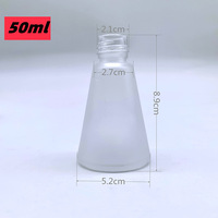 Bouteille d'aromathérapie conique en verre givré vide, diffuseur de roseaux sans feu, 30ml 50ml