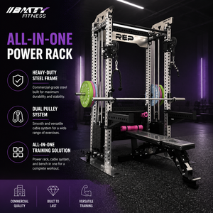 แร็คยกน้ำหนัก BM 3 มม. แบบ Heavy Duty พร้อมบาร์นิรภัย บาร์ดึงข้อ สายเคเบิลแบบสูง-ต่ำ เครื่องสมิธอเนกประสงค์ - Product Image 2