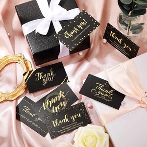 50 pièces/sac luxe noir feuille d'or merci cadeau carte de voeux petite entreprise cartes de mariage - Product Image 1