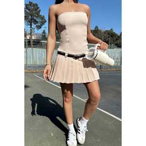 Vestido Plisado Sin Tirantes de Color Sólido con Cremallera Decorativa, Spandex de Alta Calidad para Fiestas Formales y Clubes, Personalizable, Tallas XS-XL - Product Image 4