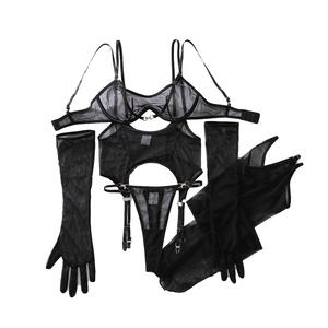 Conjunto de Lencería Sensual y Sexy para Mujer Yicheng, 5 Piezas, Malla Transparente, Ropa Interior Ética para Mujer, Ropa de Club para Bailarinas - Product Image 5