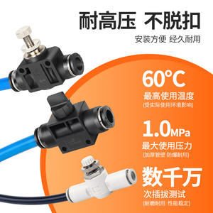 Valve endotrachéale à connexion rapide HVFF-6 avec restricteur de débit réglable et papillon en ligne, en laiton, LSA4/PA8/10-12mm - Product Image 2