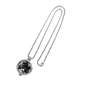 Collier pendentif diamant en acier inoxydable noir, circulaire avec diamants taille brillant, unisexe, pour usage quotidien - Product Image 5