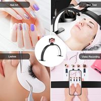 Lampe de bureau LED demi-lune pour ongles 29 pouces, lampe de table pour technicien des ongles avec support de téléphone, 3 modes de couleur, 10 niveaux de luminosité, pour salon