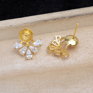 Support vide en argent 925 à 6 pétales, accessoires de bricolage pour bijoux en perles, support inférieur pour boucles d'oreilles 10-12 mm, JG5902, apprêts de bijouterie - Product Image 4
