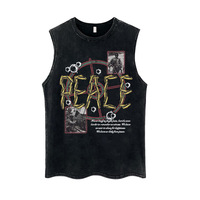 Chaleco de Algodón Estampado con Diseño de Pantera Negra, Estilo Retro Americano, para Hombre, Verano, Estilo Urbano, Fitness, Desgastado