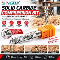 Fraise à compression en carbure monobloc 8 mm à double tranchant HRC55 pour le fraisage CNC du bois dur – Vente en gros