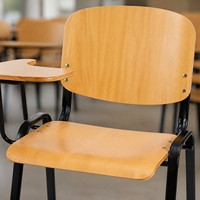 Chaise d'étudiant avec tablette d'écriture, siège en contreplaqué, chaise de formation pour auditorium, chaise de classe avec cadre en acier noir