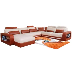 top quality royal design sectional corner genuine leather sofa furniture 10 seater sofa set for living room
