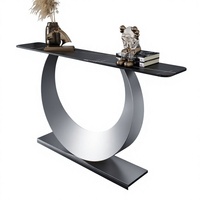 Console d'entrée de luxe, style italien, bureau en pierre de quartz, table étroite créative à poser au mur, entrée moderne et minimaliste