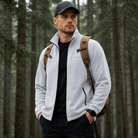 Jaket Fleece Pria Model Longgar Gaya Eropa/Amerika untuk Musim Gugur/Dingin, Warna Solid, Tahan Angin, Tebal, Cocok untuk Aktivitas Luar Ruangan