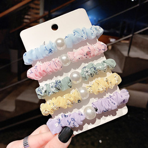 Hợp thời trang ngọc trai scrunchie đầy màu sắc cho ngày Cô Gái Tóc phụ kiện cho thanh niên Chic tóc scrunchie hợp thời trang trang trí tóc - Product Image 2