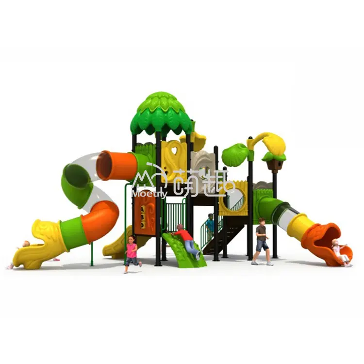 Moetry Forest-Themen-Außen-Spielplatz kommerzielles Kinderspielzeug mit klarer Rohrschieber für den Themenpark