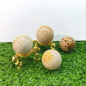 Coral Jade Sphere Crystals Wholesale Bulk Healing Stones Gems Spiritual Products Meditation Fengshui Ornaments