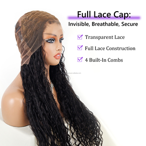 شعر مستعار نسائي ثلاثي الشفاف بدانتيل أمامي كامل شعر مجدل بدانتيل رأس شعر بشري + سروال شعر مستعار Dreadlock - Product Image 5