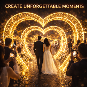 Arche lumineuse LED tunnel cœur, étanche IP65, pour décoration <span class=keywords><strong>romantique</strong></span> extérieure, mariages, centres commerciaux et événements - Product Image 1
