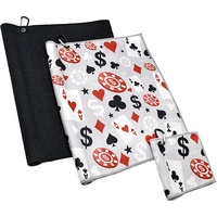 Serviettes de golf Amrta en promotion avec clip, logo personnalisé imprimé ou brodé, en microfibre gaufrée 60cm x 40cm pour hommes et femmes