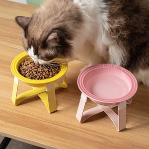 Bol arrondi écologique en céramique française pour animaux de compagnie IPX5 support en fer étanche motif solide bol de nourriture à eau d'intérieur pour petits chiens chats - Product Image 2