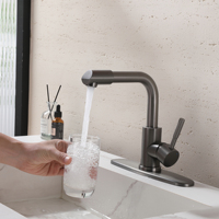 Robinet de salle de bain moderne classique à un seul trou, à poser sur le plan, avec acier inoxydable résistant à la corrosion et valve en céramique, pour usage hôtelier