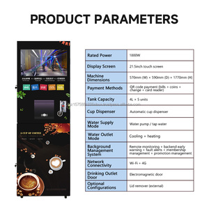 Distributeur Automatique Multifonction de Boissons Instantanées avec Distributeur de Gobelets Automatique, Chaud/Froid, Écran Tactile, Intégration TPV et Paiement par Code QR pour l'Eau - Product Image 2
