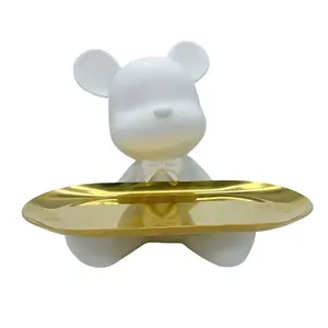 DIY Handmade Crafts Resin Violent Bear White Embryo Fluid Bear Tray Ornaments Pour Pigment On Blank Mold Painting