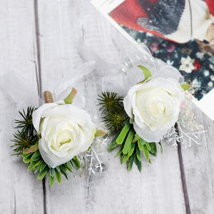 M618 Broches de Corsage para Boda Personalizados al por Mayor, Pin para Novios, Flor de Rosa Blanca, Boutonniere de Boda, Corsage de Muñeca - Product Image 2