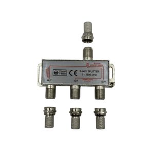新品亜鉛合金テレビスプリッター 3 ウェイ F メス 1 入力 3 出力ニッケルメッキ短絡保護 5-2500MH - Product Image 1