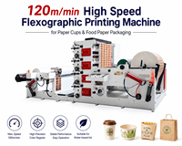 Machine d'impression flexographique rouleau à rouleau, 3 couleurs, 120 m/min pour la production de gobelets et sacs en papier de 1200 mm de large