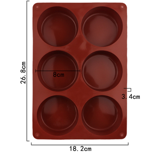 Stampo <span class=keywords><strong>in</strong></span> <span class=keywords><strong>Silicone</strong></span> per Torte a 6 Cavità Rotonde, Formato Grande, <span class=keywords><strong>Stampi</strong></span> per Sapone, <span class=keywords><strong>Stampi</strong></span> per Candele <span class=keywords><strong>in</strong></span> <span class=keywords><strong>Silicone</strong></span> - Product Image 2