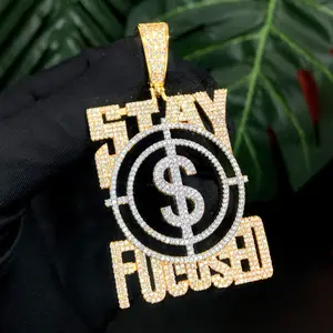 Hip Hop New STAY FUSED USD Symbol Zircon Pendant for Rapper